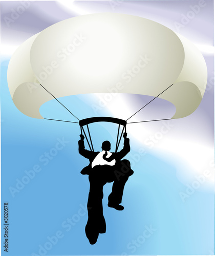 parachuting business man