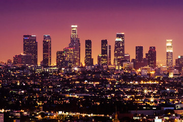 Wandcirkels Los Angeles Skyline Los Angeles in nachtlicht  © logoboom
