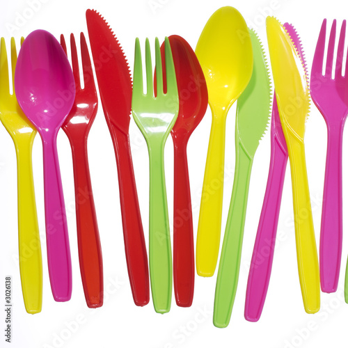 vibrant multicolored forks, kives and spoons