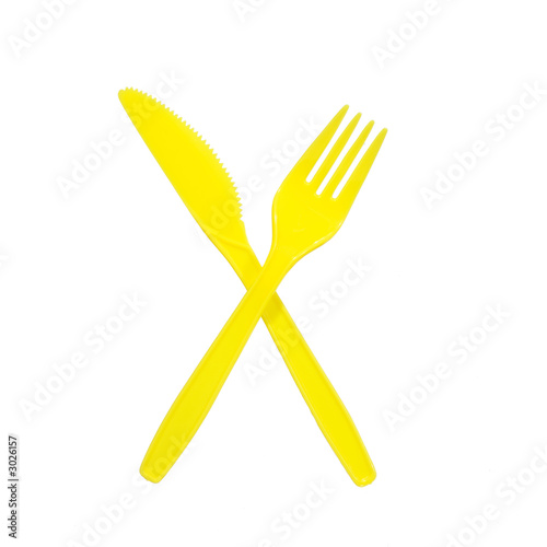 restaurant : vibrant yellow fork and knife