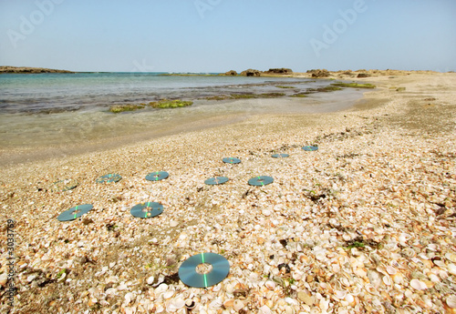laser discs on the beach