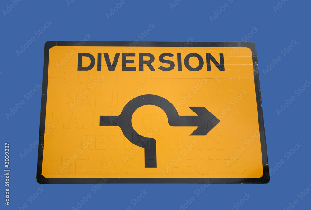 diversion around roundabout sign Stock Photo Adobe Stock