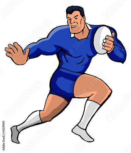 rugby fending blue cartoon style
