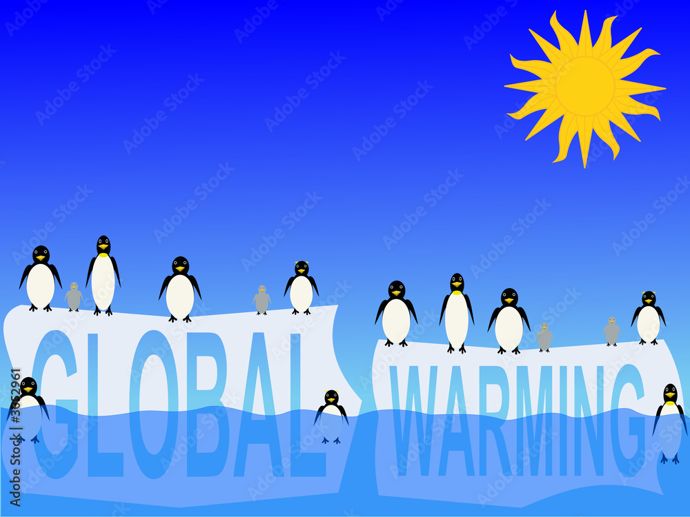 Obraz premium global warming with penguins