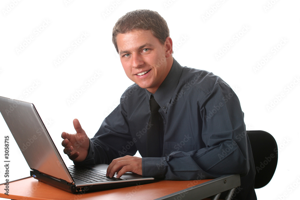 male business man with laptop