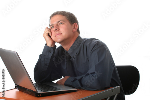 Fotografie male business man with laptop