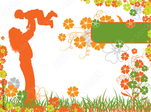 mother, floral background