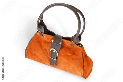 Orange Woman purse (hand-bag) isolated