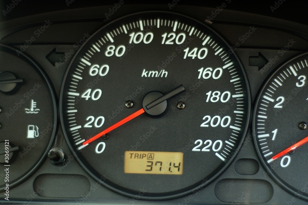 car dashboard with speed and odometer