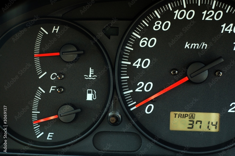 car dashboard with speed, temperature and fuel car dashboard with speed, temperature and fuel