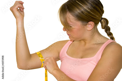 Canvas Print khollie measuring her bicep with tape measure
