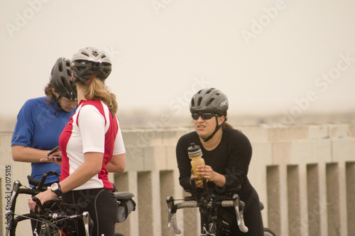 three women cyclists