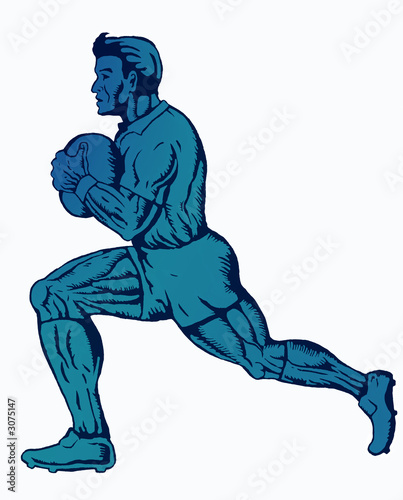 rugby player running sideview blue