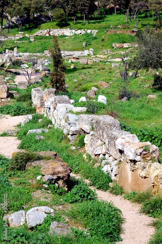 ancient walls at the acropolis, athens greece