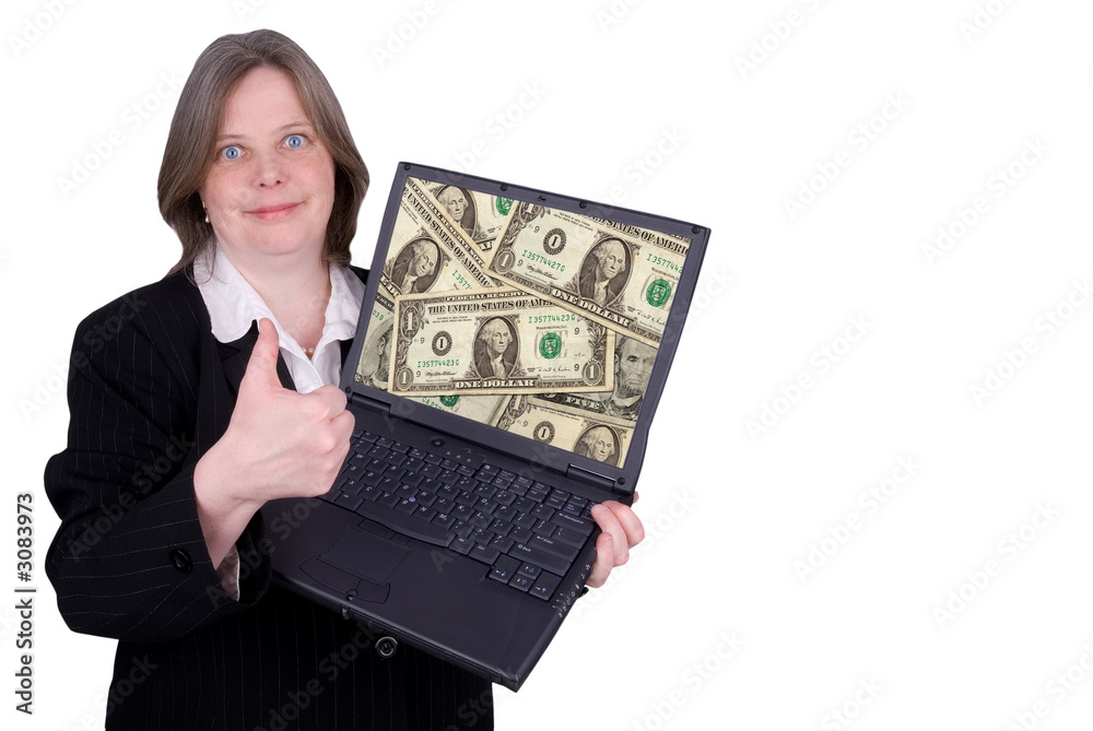 businesswoman holding a laptop