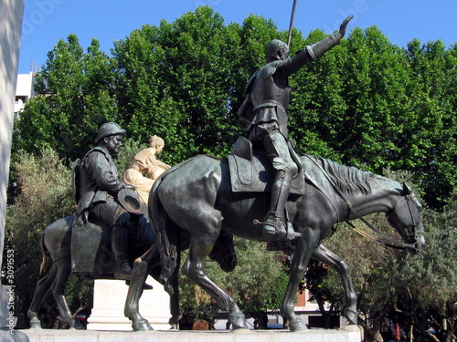 cervantes monument in madrid photo