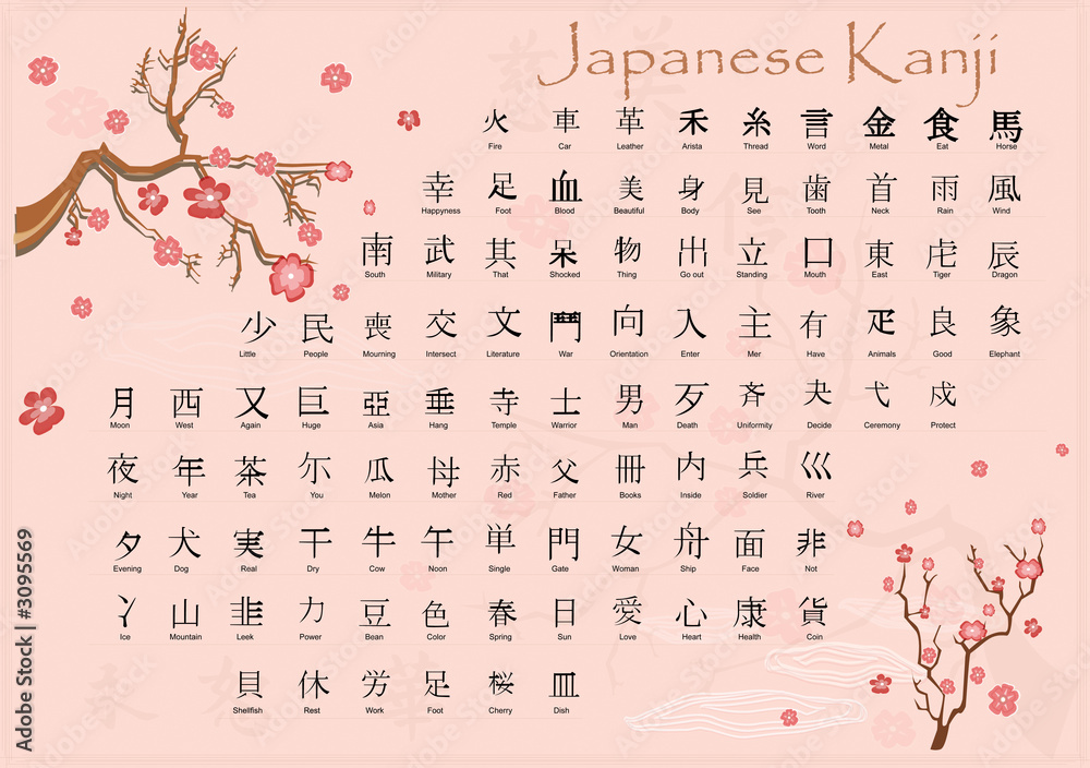 Fototapeta premium japanese kanji with meanings.