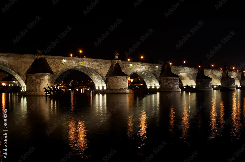 charles bridge at night, prague