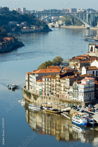 view of douro river embankment of porto city, portugal