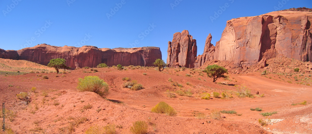 Fototapeta premium desert with red rocks and ground, monument valley national park,