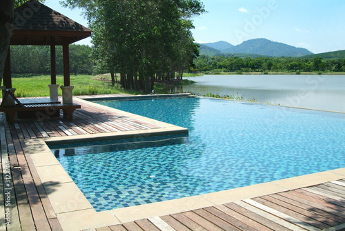 swimming pool in beautiful scenery photo