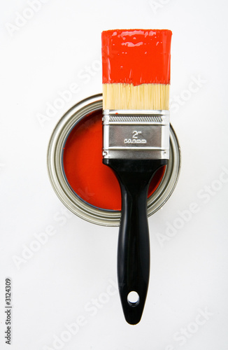 Wallpaper Mural paint brush with red paint and paint can Torontodigital.ca
