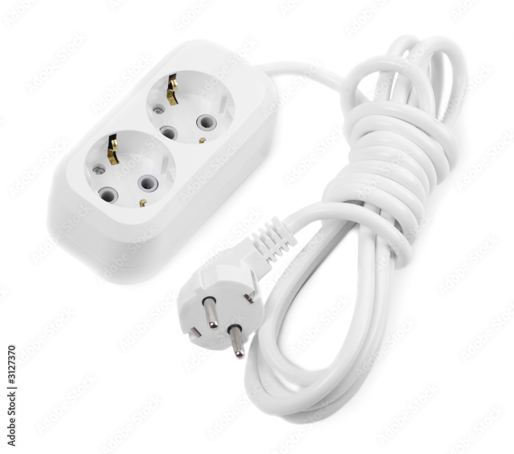 white extension plug with two sockets white extension plug with two sockets