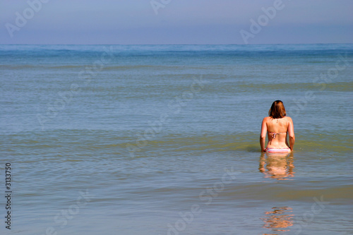 Εκτύπωση καμβά femme se baignant dans la mer