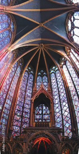 stained glass windows of the choir in a church, sainte chapelle, #3134173