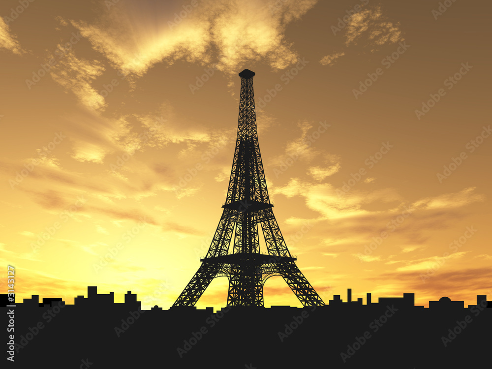 Naklejka premium eiffel tower silhouette