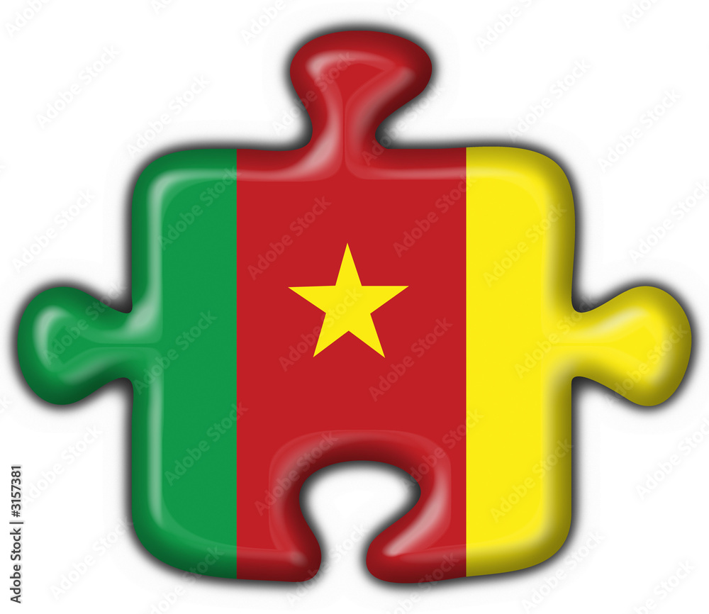 Naklejka premium bottone puzzle camerun - cameroon button flag
