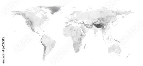 world map with grayscale elevation