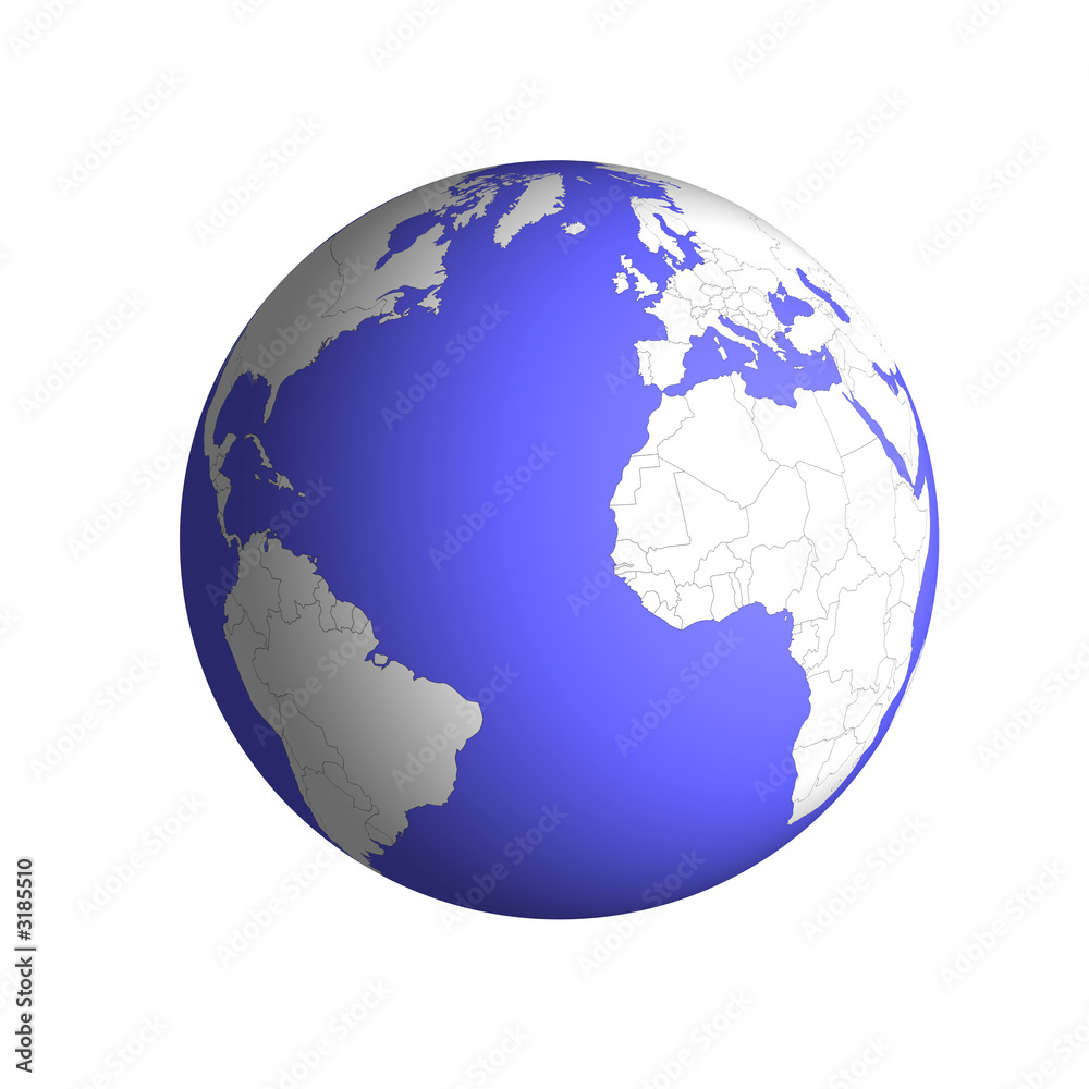 globe postioned over the atlantic ocean globe postioned over the atlantic ocean