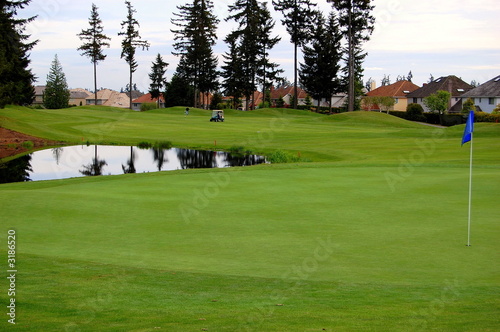 golf course in rain