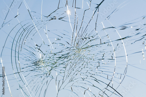 web of splits on the triplex windscreen