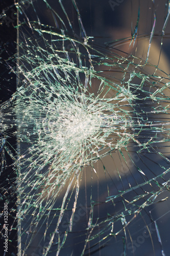 web of splits on the triplex windscreen