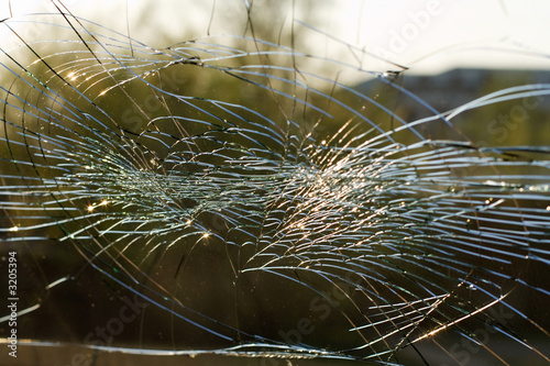 web of splits on the triplex windscreen