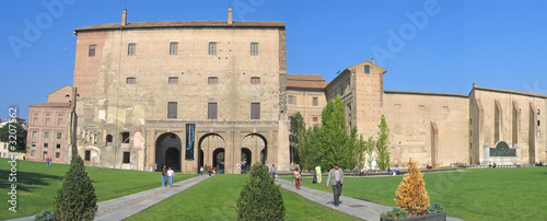 pilotta palace and its italian garden, parma, italia, panorama photo