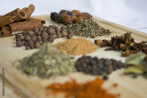 different spices on the kitchen table