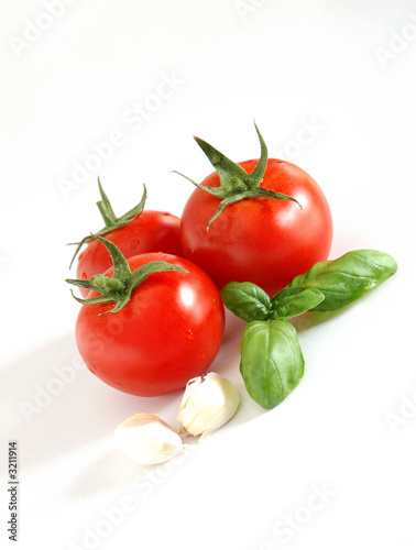 tomatoes, basil and garlic