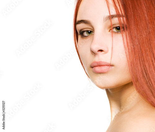 sexy girl with green eyes and red hair