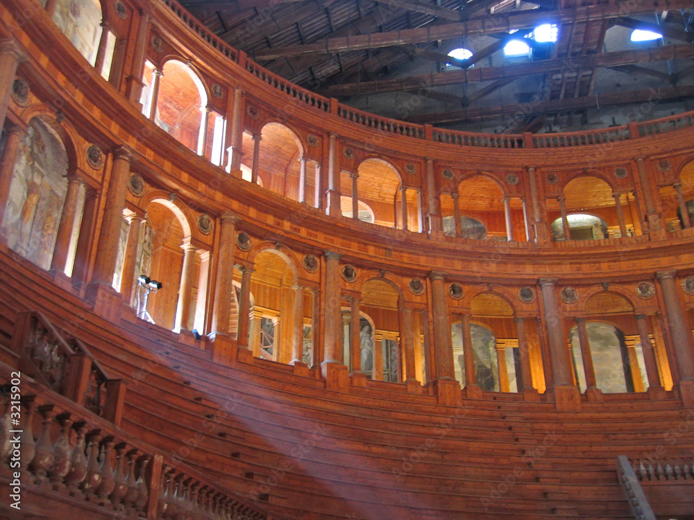 farnese theater from inside in carving wood, parma, italia
