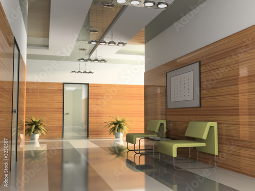 interior of the corridor in office 3d rendering2 photo