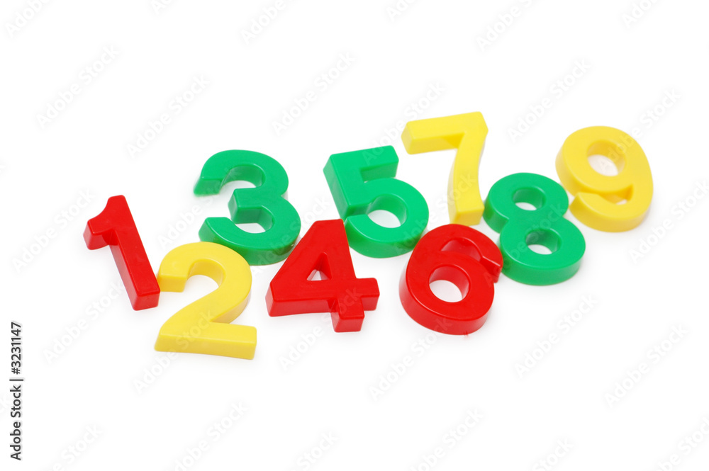 various digits isolated on the white background