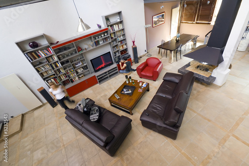 Fotografie salon intérieur loft appartement de standing télé