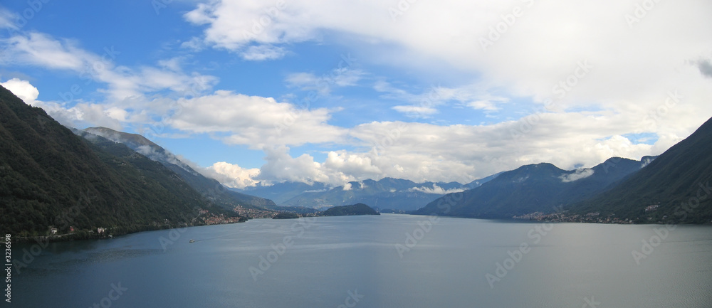 large view from the lake and its mountains, come lake, italia, p