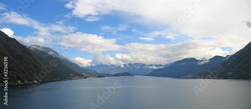 large view from the lake and its mountains  come lake  italia  p