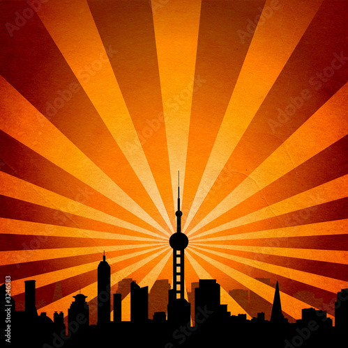 cityscape with tower