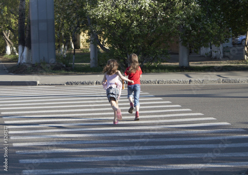 children crossing the road
