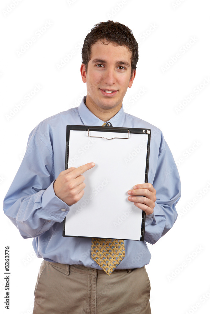 smiling businessman with clipboard smiling businessman with clipboard